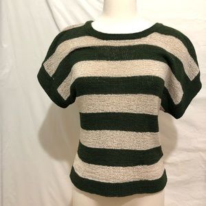 WD.NY green/tan striped short-sleeve knit top